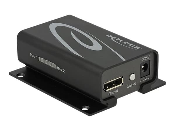 Delock Displayport 1.2 Switch 2 x Displayport in > 1 x Displayport out 4K - Video-/ljudomkopplare - skrivbordsmodell - Växelström 100 - 240 V