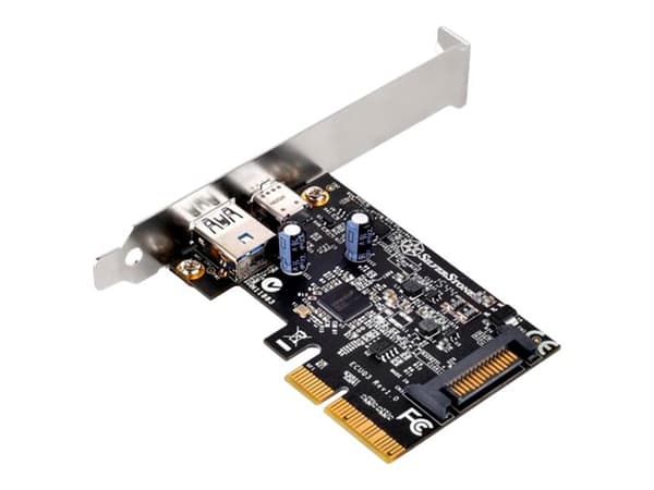 SilverStone ECU03 - USB-adapter - PCIe 2.0 x2 låg profil - USB-C 3.1 x 1 + USB-C x 1