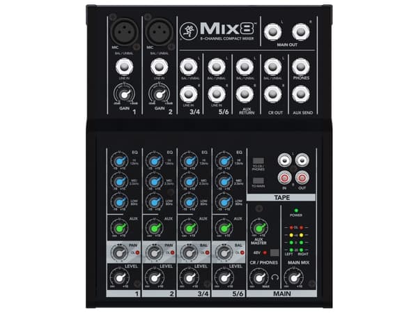 Mackie Mix8, 8 kanaler, Svart