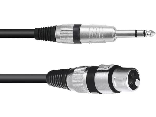 Omnitronic 30225180 XLR Adapterkabel [1x XLR-Buchse 3 polig - 1x Klinkenstecker 6.3 mm (stereo)] 0.90 m Schwarz (30225180)