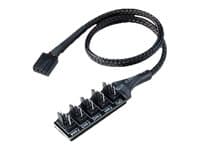 Akasa FLEXA FP5H - Viftestrømsplitter - 4-pins PWM (hunn) til 4-pins PWM (hann) - 12 V - 2 A - 30 cm - svart