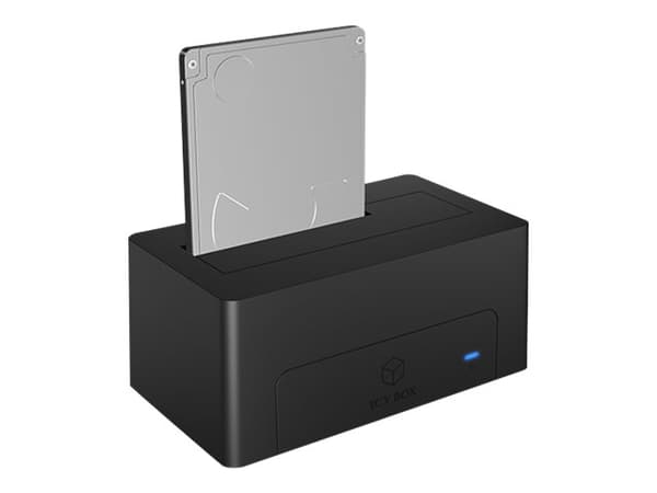 ICY BOX IB-1121-C31 - HDD-dokkestasjon - brønner: 1 - 2,5" / 3,5" delt - SATA 6Gb/s - USB 3.1 (Gen 2) - antrasittsvart