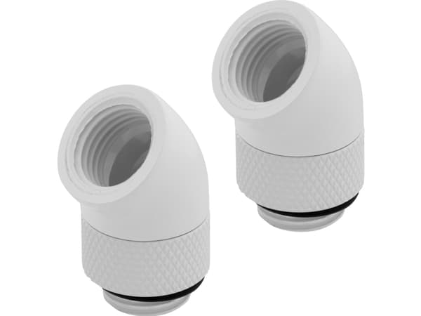 CORSAIR Hydro X Series 45° Rotary Adapter - Armatur for væskekjølesystem - hvit (en pakke 2)