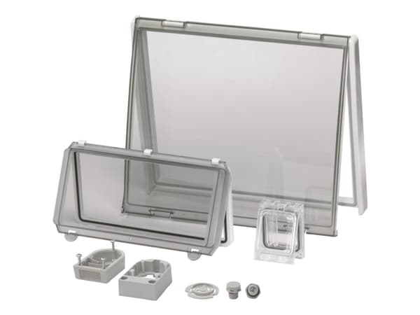 Kaapin kansi Fibox PC L 24 II Läpinäkyvä kansi, saranoitu (L x S) 248 mm x 218 mm Polykarbonaatti Kirkas 1 kpl
