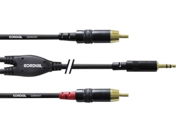 Cordial CFY 0.9 WCC, 2 x RCA, Hankjønn, 3.5mm, Hankjønn, 0,9 m, Sort