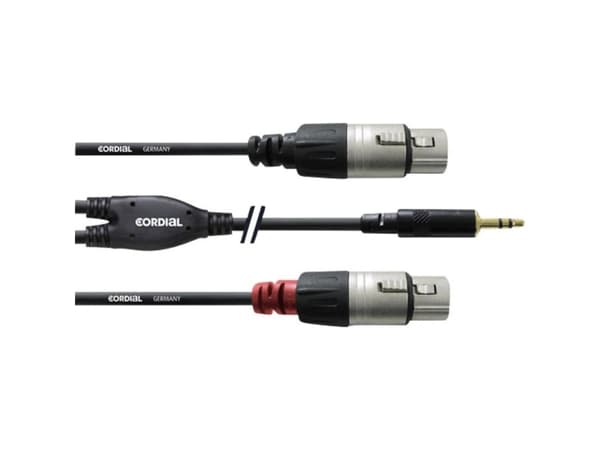 Cordial CFY WFF, 3.5mm, Hankjønn, 2 x XLR, Hunkjønn, 3 m, Sort