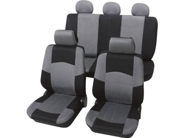 Petex 24274918 Classic Sædebetræk 17 dele Polyester Sort, Grå Førersædet , Passagersædet , Bagsædet