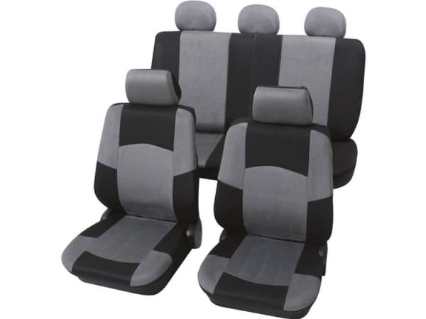 Petex 24274918 Classic Sædebetræk 17 dele Polyester Sort, Grå Førersædet , Passagersædet , Bagsædet