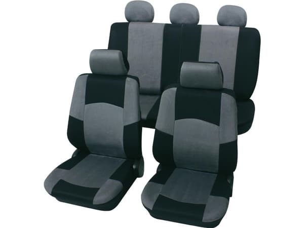 Petex 24274918 Classic Sædebetræk 17 dele Polyester Sort, Grå Førersædet , Passagersædet , Bagsædet