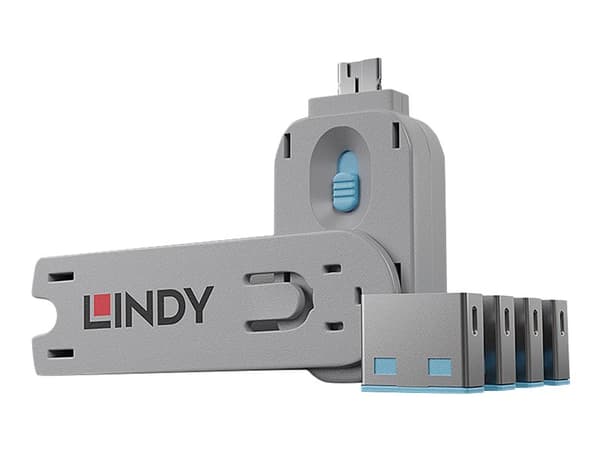 Lindy USB Port Blocker - USB-portblockerare - blå (paket om 4)