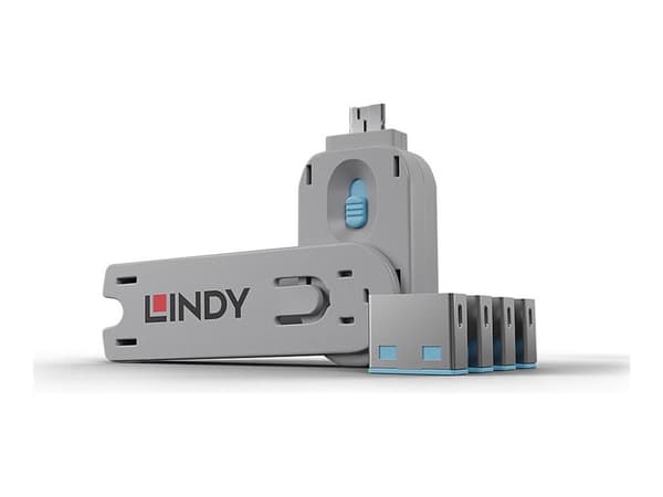Lindy USB Port Blocker - USB-portblockerare - blå (paket om 4)