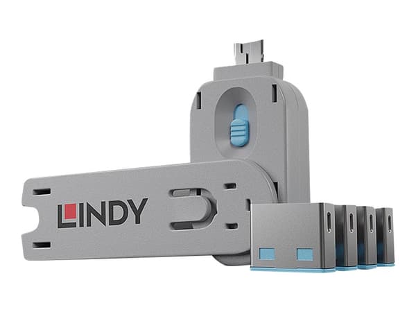 Lindy USB Port Blocker - USB-portblockerare - blå (paket om 4)