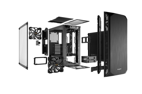 be quiet! Pure Base 500 Vindu - Minitower - Herdet glass - ATX/Micro-ATX/ITX - ingen strømforsyning - USB/Lyd - Sort