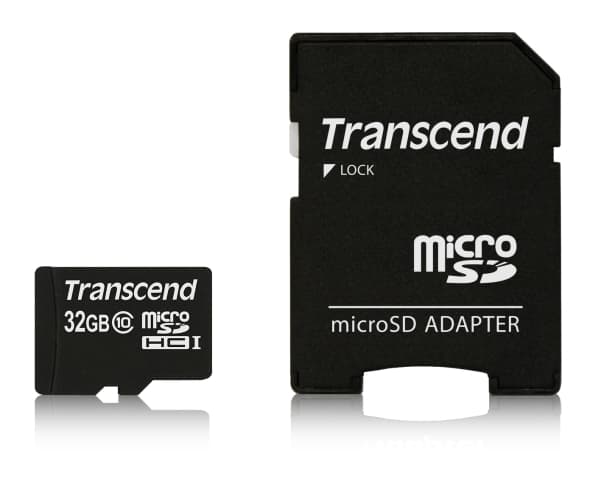Transcend - Flash-muistikortti (microSDHC-SD-sovitin sisältyy) - 32 GB - Luokka 10 - microSDHC - microSDHC