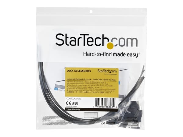 StarTech.com 10-Pack Security Cable Tethers for Adapters & Dongles, Universal Cable Adapter Tether, Tether Cables, Adjustable Length Anti-Theft Cable