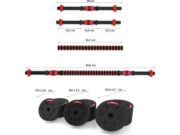Justerbar vekt manual og vektstangsett HMS SGP, 20 kg