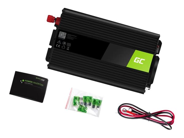 Green Cell - DC-AC strøminverter - DC 12 V - 2000 watt - svart Sort