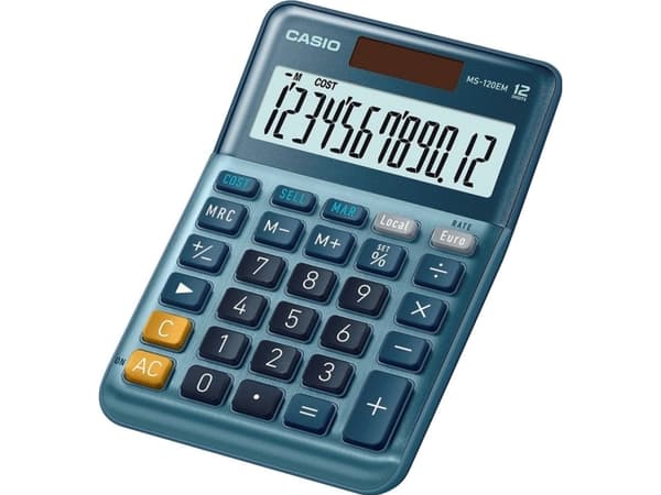 Casio MS-120EM - Skrivbordskalkylator - 12 siffror - solcellspanel, batteri - blå