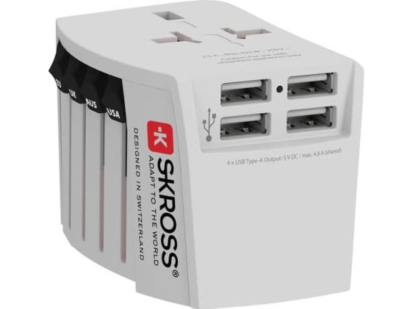 Skross 60604, Universaali, Universaali, 100 - 250 V, Valkoinen, 4,8 A, 5 V