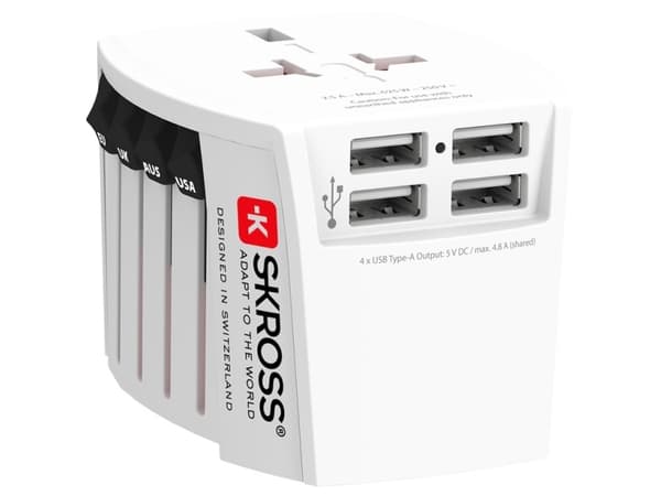Skross 60604, Universaali, Universaali, 100 - 250 V, Valkoinen, 4,8 A, 5 V Valkoinen