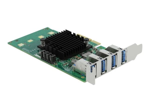 Delock PCI Express x4 Card to 4 x external USB 3.0 Quad Channel - USB-adapter - PCIe 2.0 x4 låg profil - USB 3.0 x 4