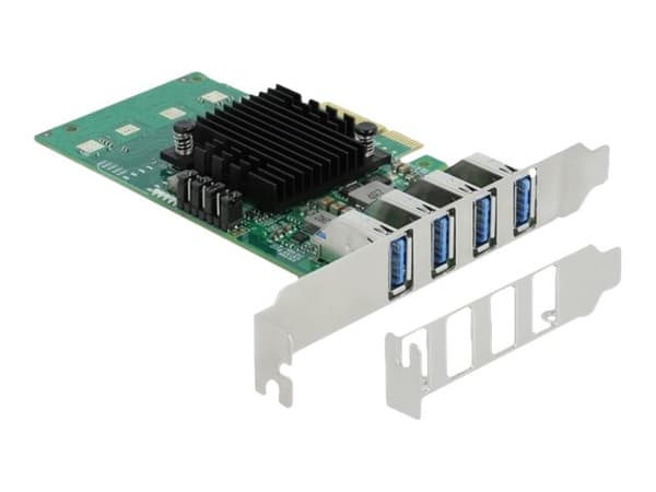 Delock PCI Express x4 Card to 4 x external USB 3.0 Quad Channel - USB-adapter - PCIe 2.0 x4 låg profil - USB 3.0 x 4