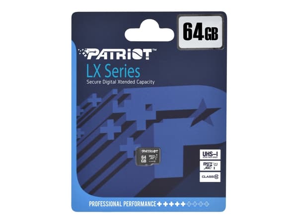 Patriot-minne PSF64GMDC10, 64 GB, MicroSDXC, klasse 10, UHS-I, 80 MB/s, klasse 1 (U1)