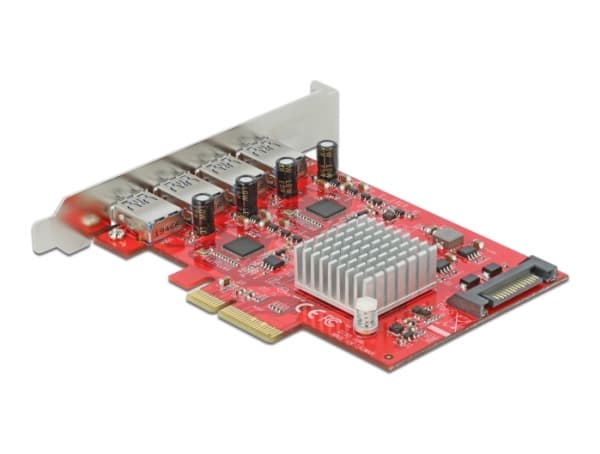 Delock PCI Express x4 Card to 4 x external SuperSpeed USB 10 Gbps (USB 3.2 Gen 2) USB Type-A female - USB-adapter - PCIe 3.0 x4 - USB 3.2 Gen 2 x 4