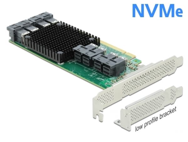 Delock PCI Express x16 Card to 8 x internal SFF-8643 NVMe - Kontrollerkort - SAS - låg profil - PCIe 3.0 x16