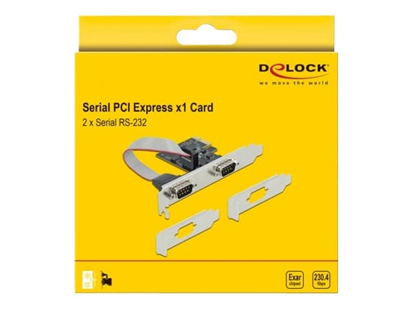 Delock PCI Express Card to 2 x Serial RS-232 - Seriell adapter - PCIe 2.0 lav profil - RS-232 x 2 - svart