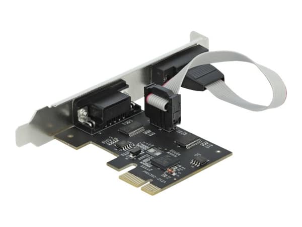 Delock PCI Express Card to 2 x Serial RS-232 - Seriell adapter - PCIe 2.0 lav profil - RS-232 x 2 - svart