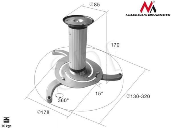 Maclean MC-515S - Monteringssats (takmontering) - för projektor - metall - silver - takmonterbar