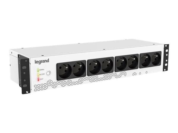 Legrand Keor PDU 800 - UPS (kan monteres i rack) - AC 230 V - 480 watt - 800 VA - 9 Ah - USB - utgangskontakter: 8 - 2U - 19" - Frankrike Sort, Hvit