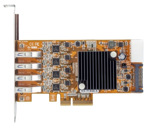 EXSYS EX-11494-3, PCIe, USB 3.2 Gen 1 (3.1 Gen 1), Passiv, Taiwan, CE, FCC, 5 Gbit/s