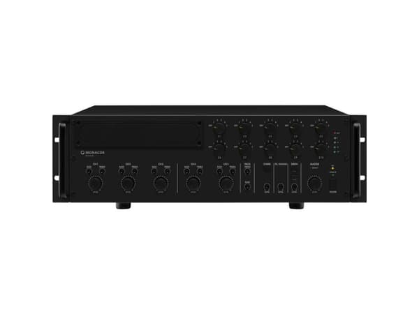 Monacor PA-6010Z ELA-vahvistin 600 W 5-kanavainen 10-vyöhykkeen vahvistin