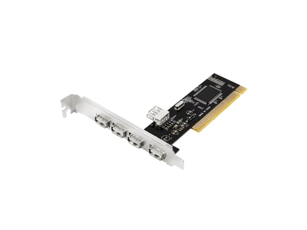 LogiLink USB 2.0 PCI Kart, 4 + 1 port, VIA Chipsatz med ?berspannungsbeskyttelse, 32 Bit 33 Mhz PCI Bus, 4 x USB-A (PC0028)
