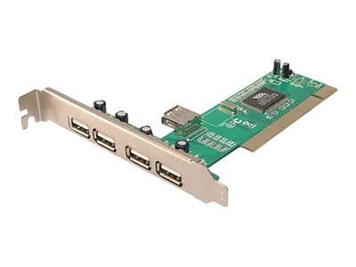 LogiLink USB 2.0 PCI Kart, 4 + 1 port, VIA Chipsatz med ?berspannungsbeskyttelse, 32 Bit 33 Mhz PCI Bus, 4 x USB-A (PC0028)