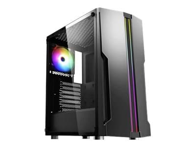Xilence Performance C X5 - Mid tower - ATX - genomskinlig sidopanel (härdat glas) - ingen strömförsörjning (ATX) - svart pulverlack - USB/ljud Svart