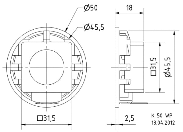 Visaton K 50 WP, Full rekkevidde, 2 W, Rund, 3 W, 50 O, 180 - 17000 Hz