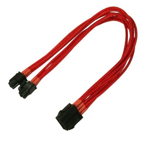 Nanoxia - Strømforlengelseskabel - 8-pins EPS12V (4+4) (hunn) til 8-pins EPS12V (hann) - 30 cm - rød