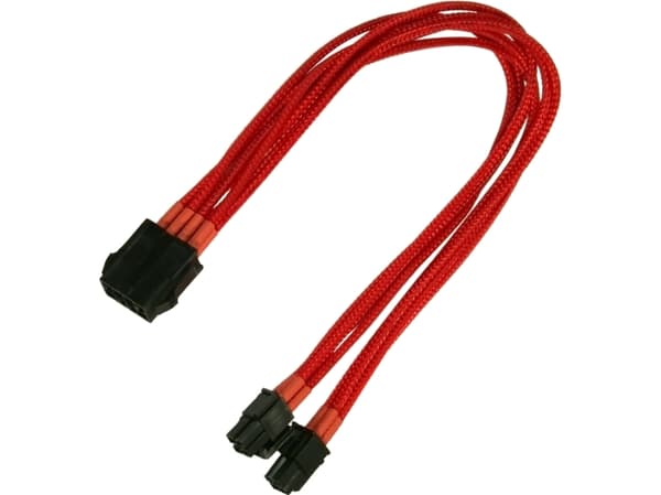 Nanoxia - Strømforlengelseskabel - 8-pins EPS12V (4+4) (hunn) til 8-pins EPS12V (hann) - 30 cm - rød