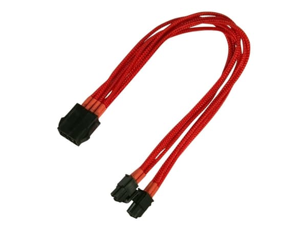 Nanoxia - Strømforlengelseskabel - 8-pins EPS12V (4+4) (hunn) til 8-pins EPS12V (hann) - 30 cm - rød