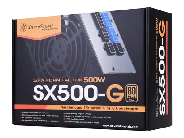 SilverStone SX500-G - V1.1 - strømforsyning (intern) - ATX12V 2.4/ SFX12V - 80 PLUS Gold - AC 100-240 V - 500 watt - aktiv PFC - svart