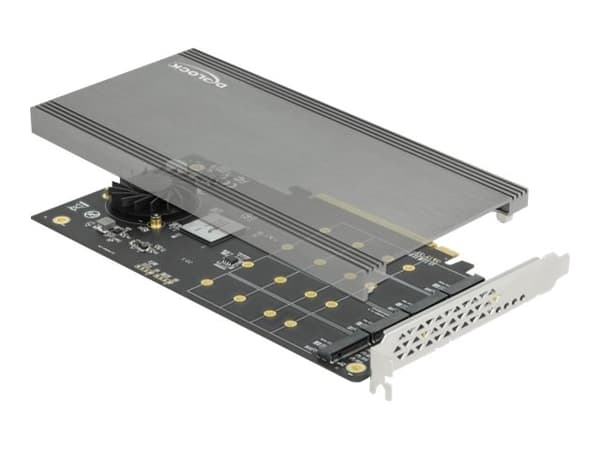 Delock PCI Express x16 Card to 4 x internal NVMe M.2 Key M - Grensesnittsadapter - M.2 - Expansion Slot to M.2 - M.2 NVMe Card - PCIe 3.0 x16 Grå