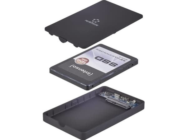 Renkforce RF-4505754, HDD/SSD kabinett, 2,5", SATA, Serial ATA II, Serial ATA III, 5 Gbit/sek., USB-tilslutning, Sort
