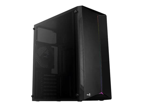 AeroCool Split - Tower - ATX - genomskinlig sidopanel (akryl) - ingen strömförsörjning (ATX) - svart - USB/ljud Svart
