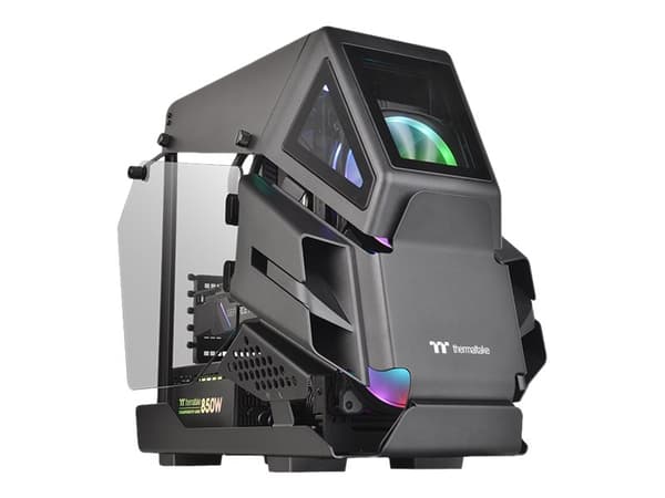 Thermaltake AH T200 - Tower - micro ATX - genomskinlig sidopanel (härdat glas) - ingen strömförsörjning (PS/2) - svart - USB/ljud