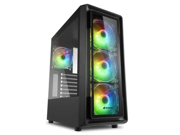 Sharkoon TK4 RGB, Midi Tower, PC, Sort, ATX, Micro ATX, Mini-ITX, Multi, PC-kabinettvifte Sort
