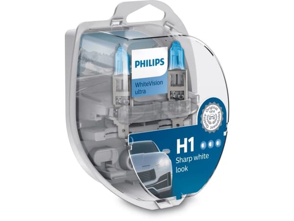 Philips 4200 series WhiteVision ultra 12258WVUSM auton ajovalopolttimo, 55 W, 12 V, H1, Halogeeni, 4200 K, 2 kpl