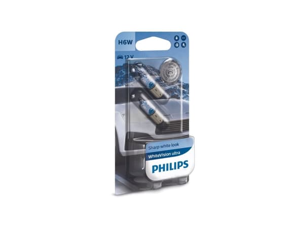 Philips WhiteVision ultra 12036WVUB2 Vit stilren look, 6 W, 12 V, H6W, 3100 K, 2 styck